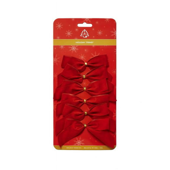 Holiday Trims 7920 2 Loop Velvet Christmas Bow, Red