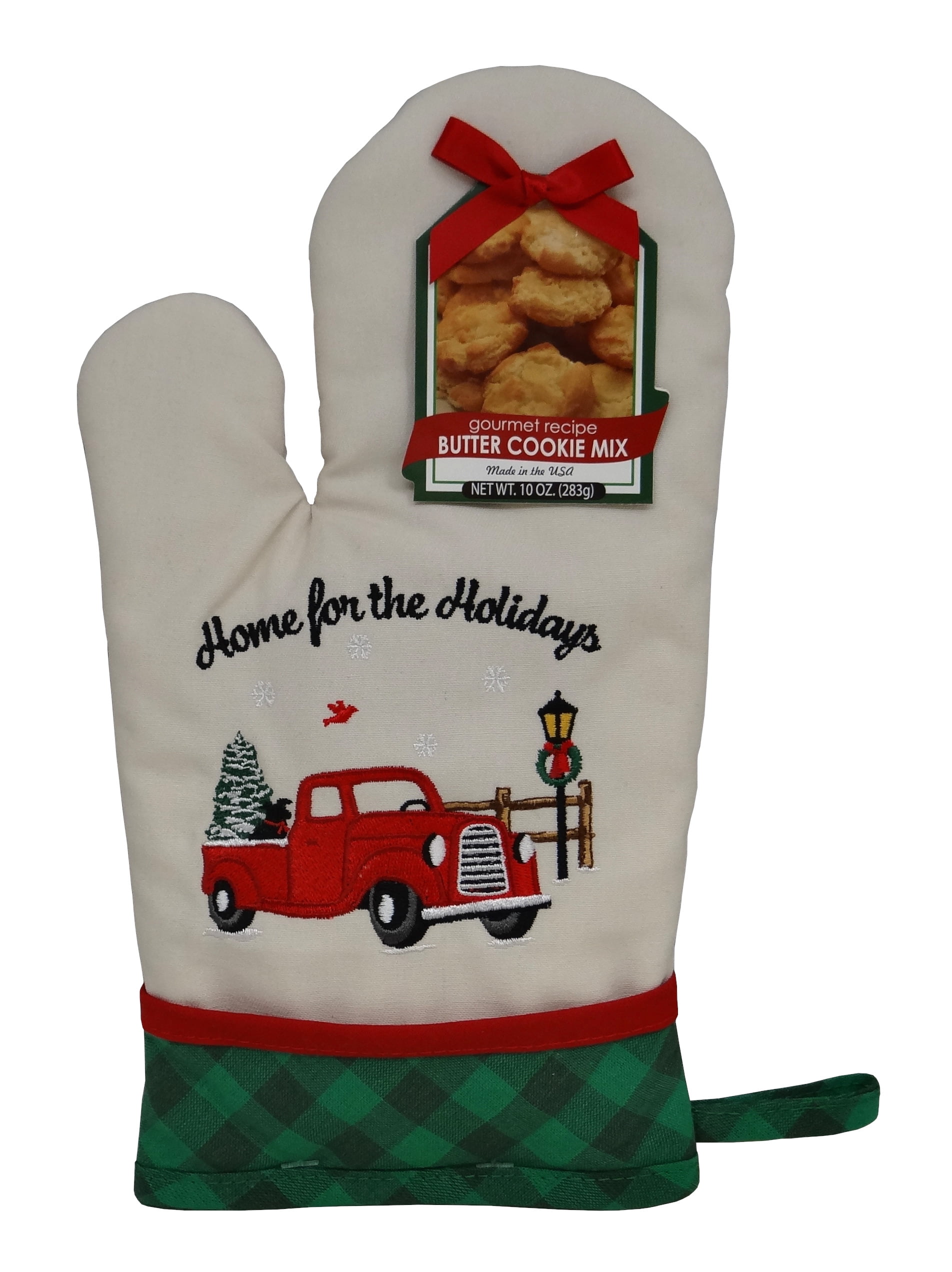 Holiday Truck Oven Mitt with Butter Cookie Baking Mix Gift Set by