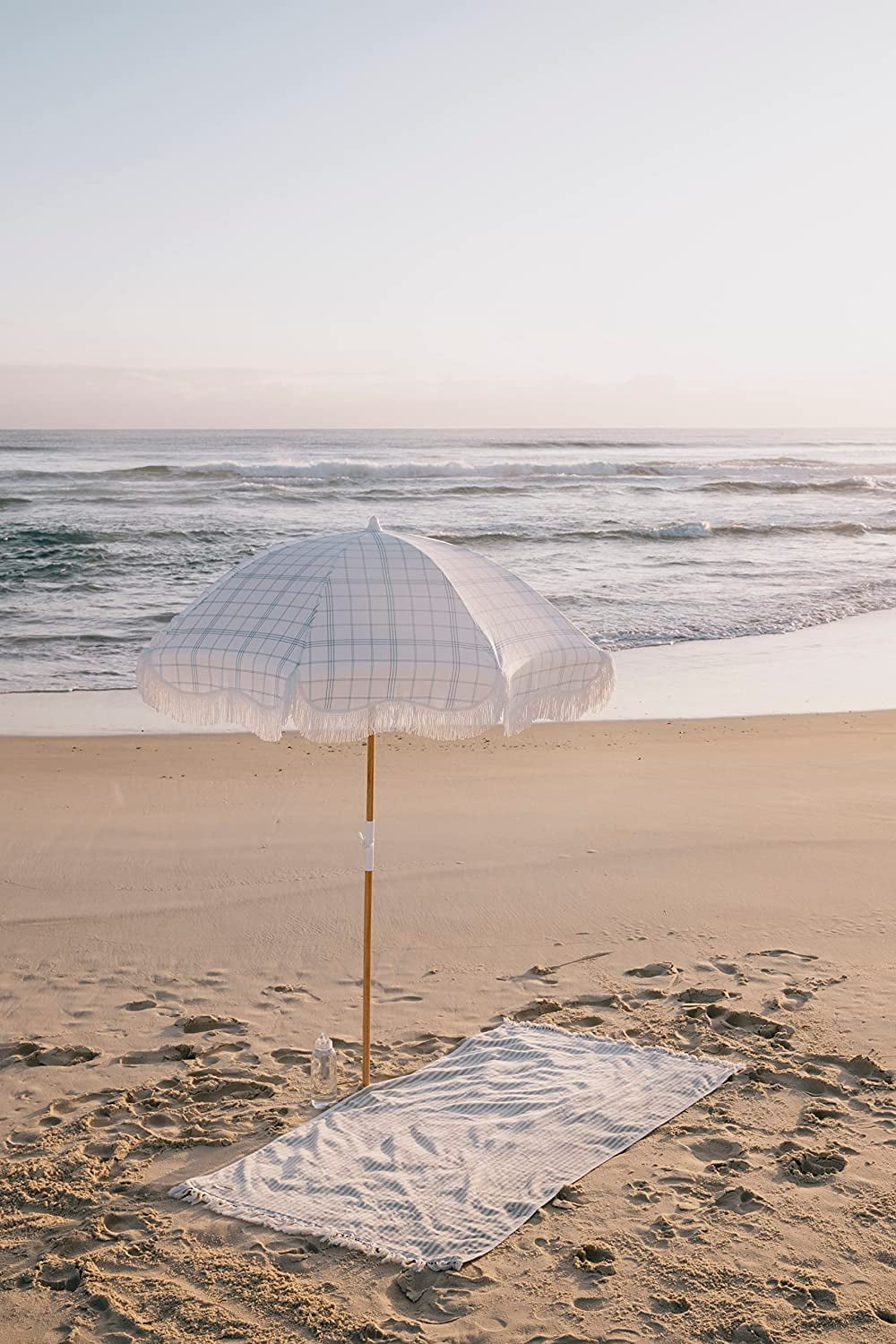 Holiday Umbrella Boho Beach Umbrella with Fringe UPF 50+ Blocks 98