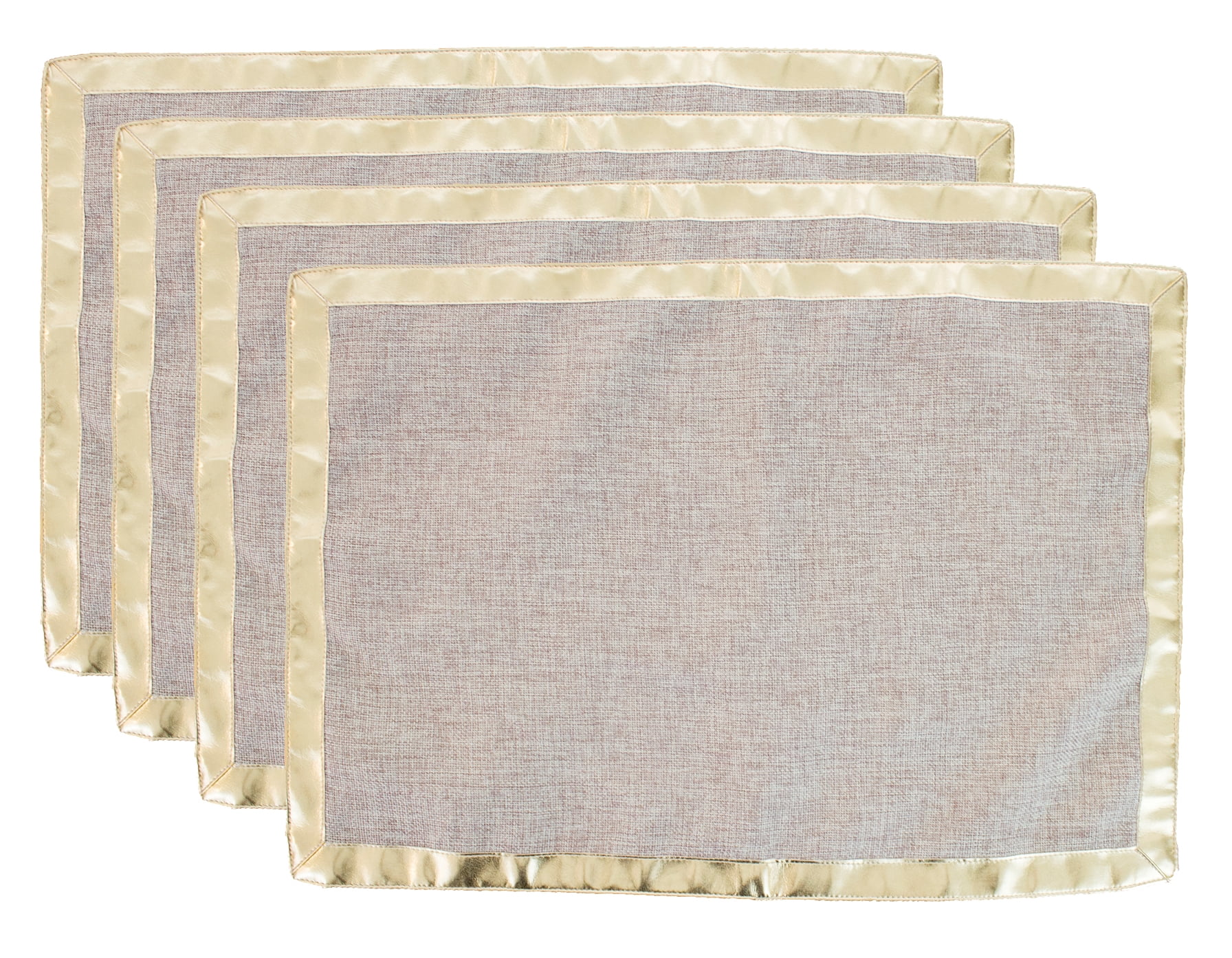 Holiday Unique Plain Design with Gold Border Table Placemat - Set of 4 (Gold Border 13"x19" Placemat-Set of 4)