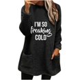 thumbnail image 1 of Holiday Usmixi Womens Plush Sweatshirt Winter Womens Fleece Sweater Long Sleeve Crewneck Cozy Soft Plush Sweatshirt Fashion Letter Print Loose Thickened Pullover Tops with Pocket Big Saving, 1 of 4