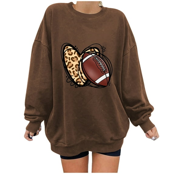 Holiday Usmixi Womens Sweatshirt Winter Womens Oversized Sweatshirt Vintage Leopard Heart Baseball Graphics Pullover Tops Ladies Girls Long Sleeve Loose Fleece Crewneck Sweatshirt Big Saving