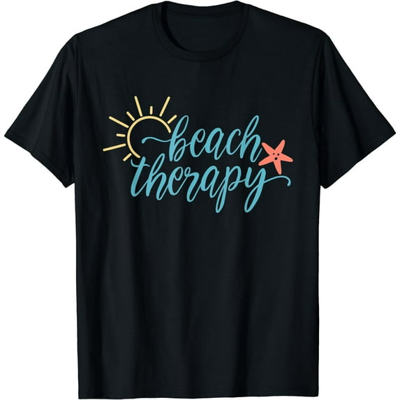 Holiday Vacation Beach Therapy T-Shirt Black 4X-Large