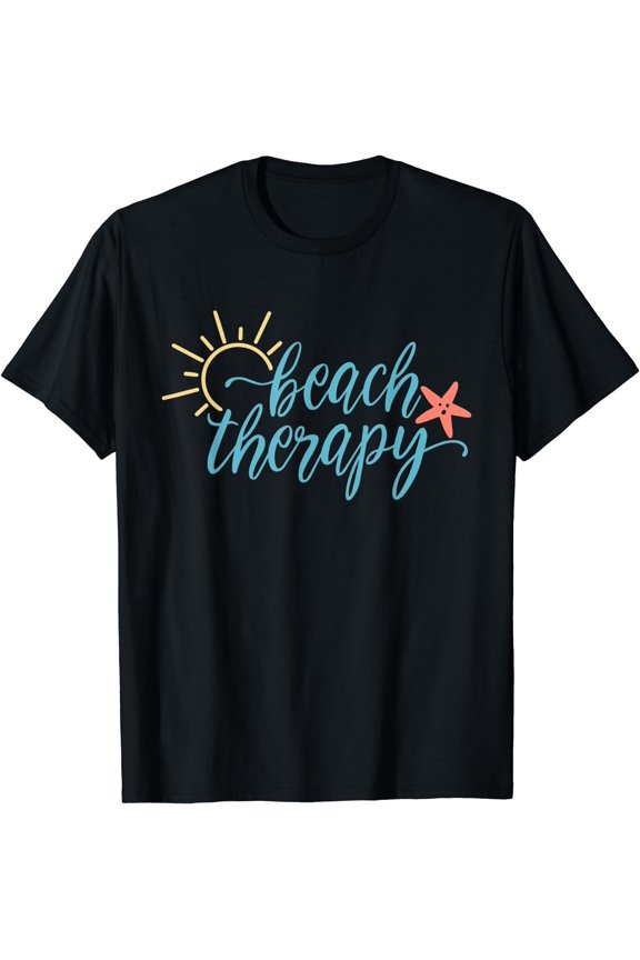 Holiday Vacation Beach Therapy T-Shirt Black Medium