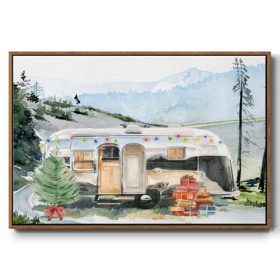 Holiday Vacation I - Framed Gallery Wrapped Holiday Canvas - 17 x 25 - Rosewood Frame