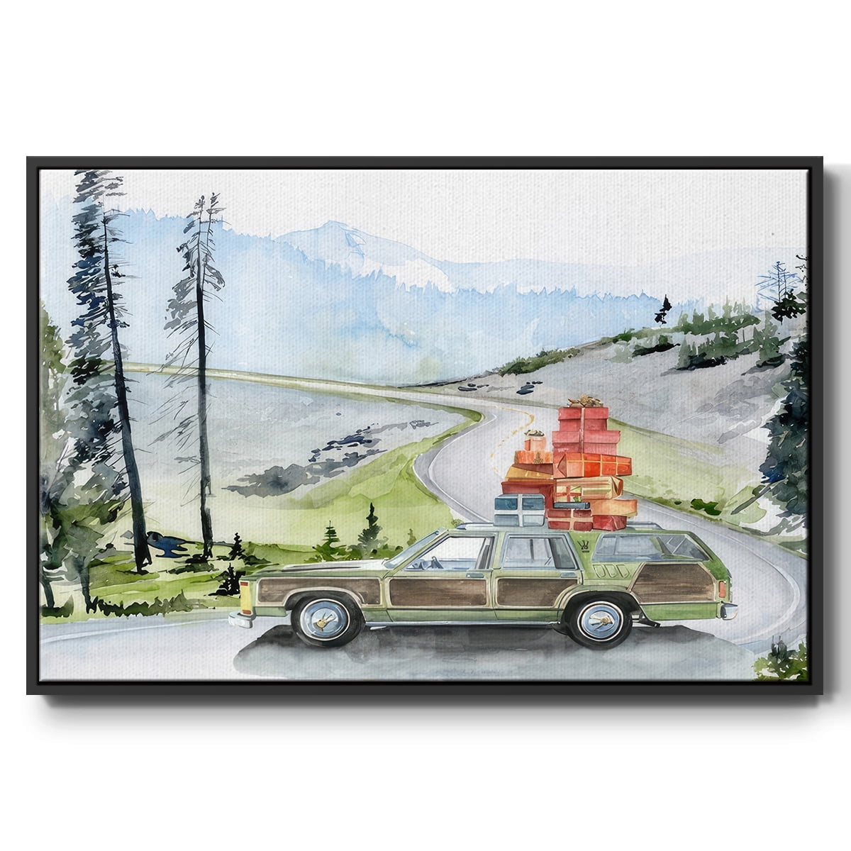 Holiday Vacation II - Framed Gallery Wrapped Holiday Canvas - 27 x 41 - Black Frame