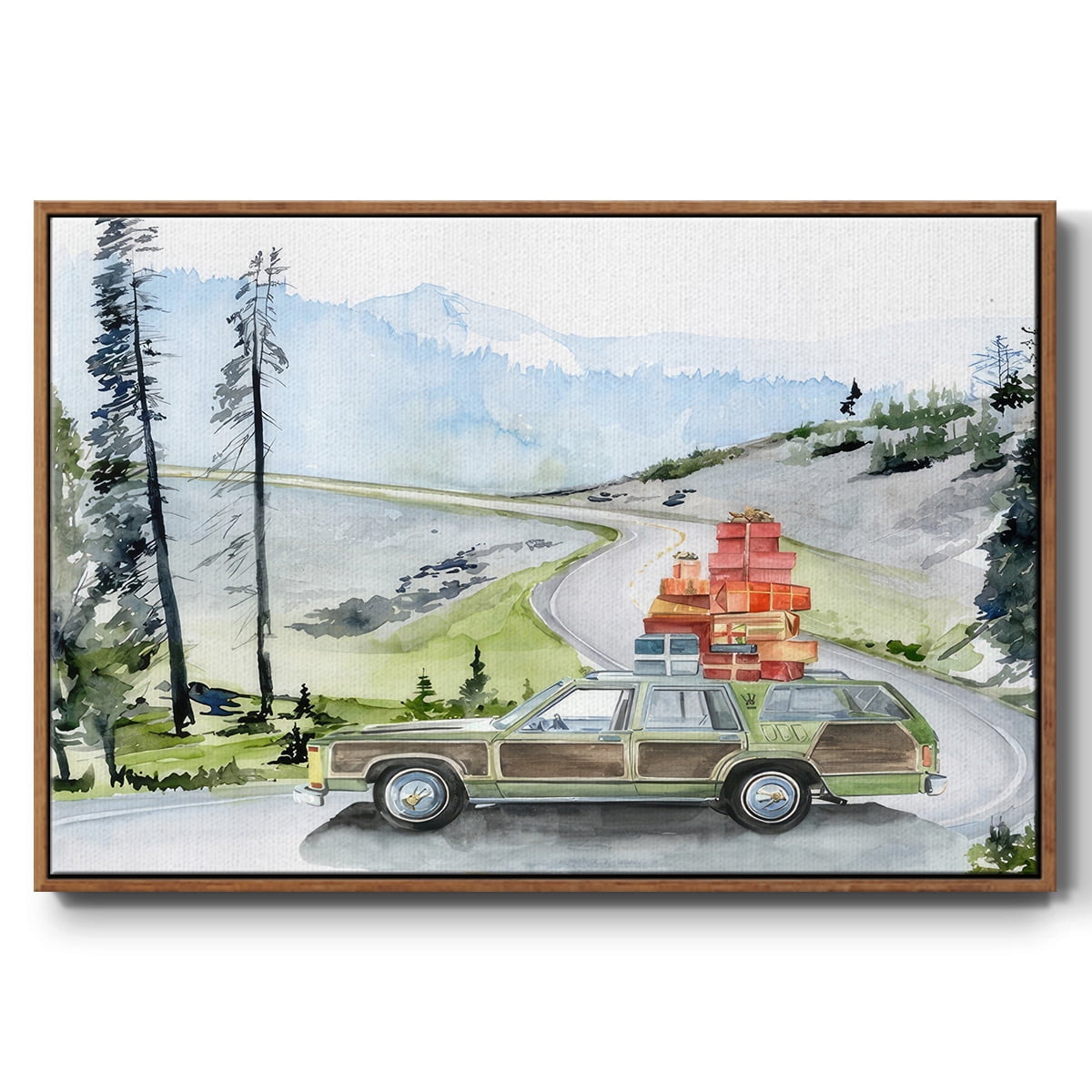 Holiday Vacation II - Framed Gallery Wrapped Holiday Canvas - 27 x 41 - Rosewood Frame