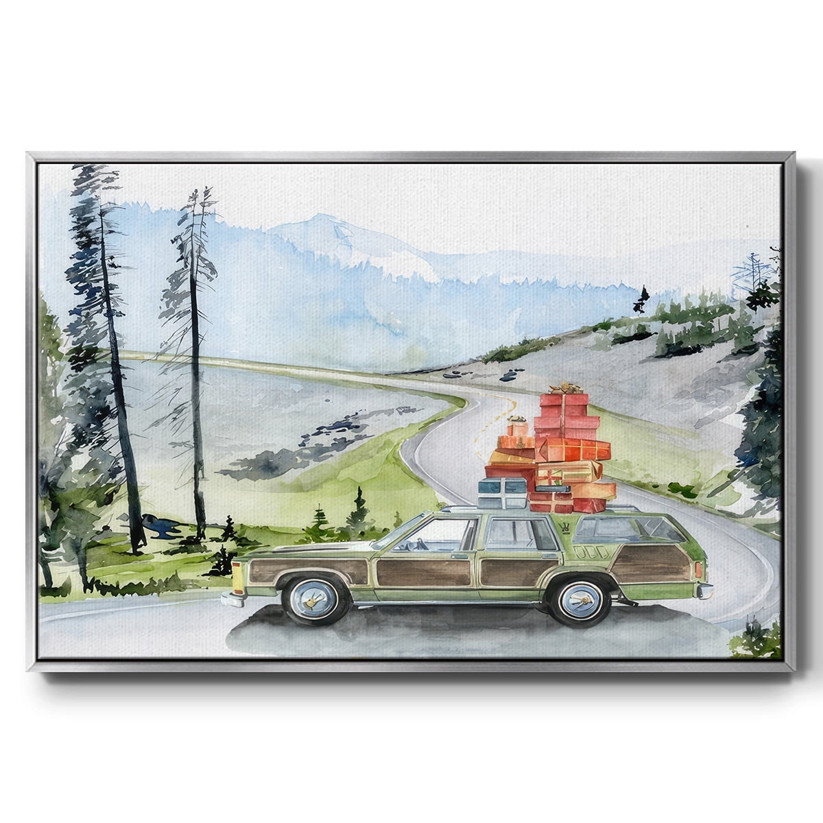 Holiday Vacation II - Framed Gallery Wrapped Holiday Canvas - 27 x 41 - Silver Frame