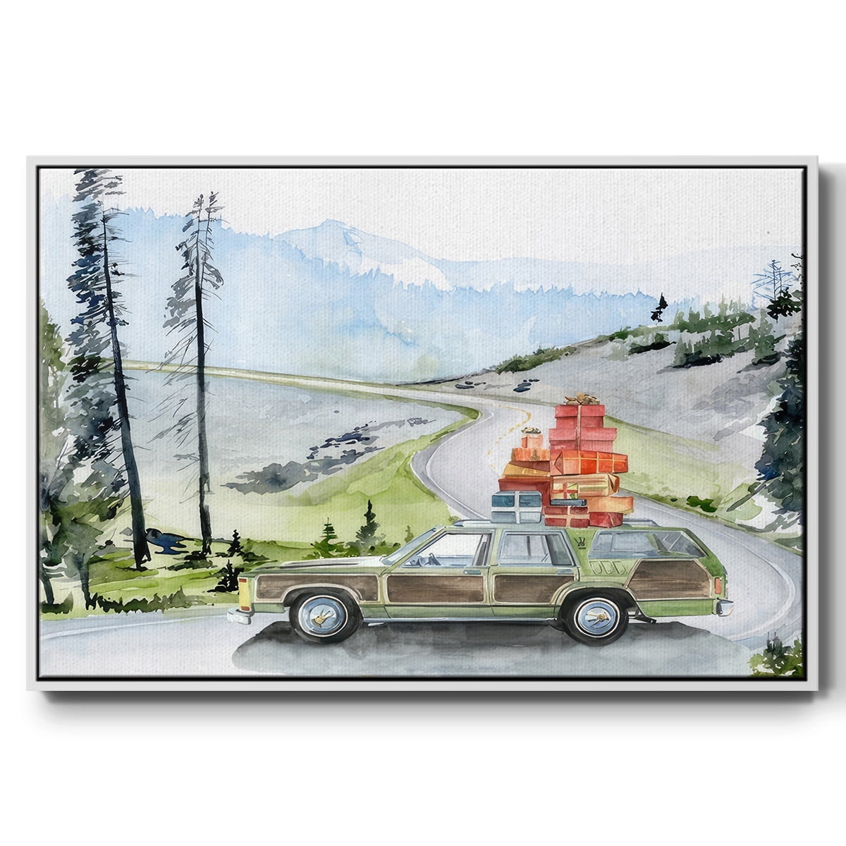 Holiday Vacation II - Framed Gallery Wrapped Holiday Canvas - 27 x 41 - White Frame