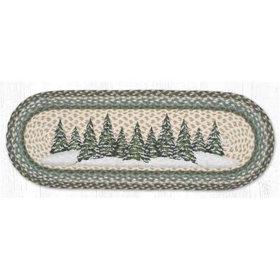 Holiday Village Trees Braided Jute Table Runner - Multi Color - 13 x 36 in. - Durable Design