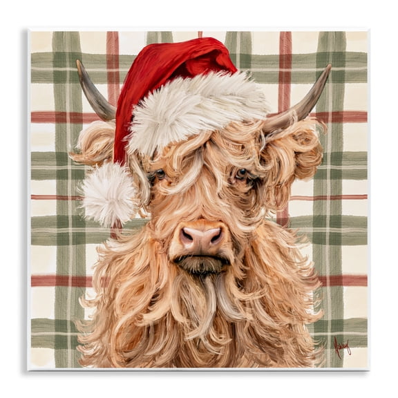 Stupell Industries - Holiday Wavy Haired Cattle Wall Plaque Art, 12 x 12, Made In USA