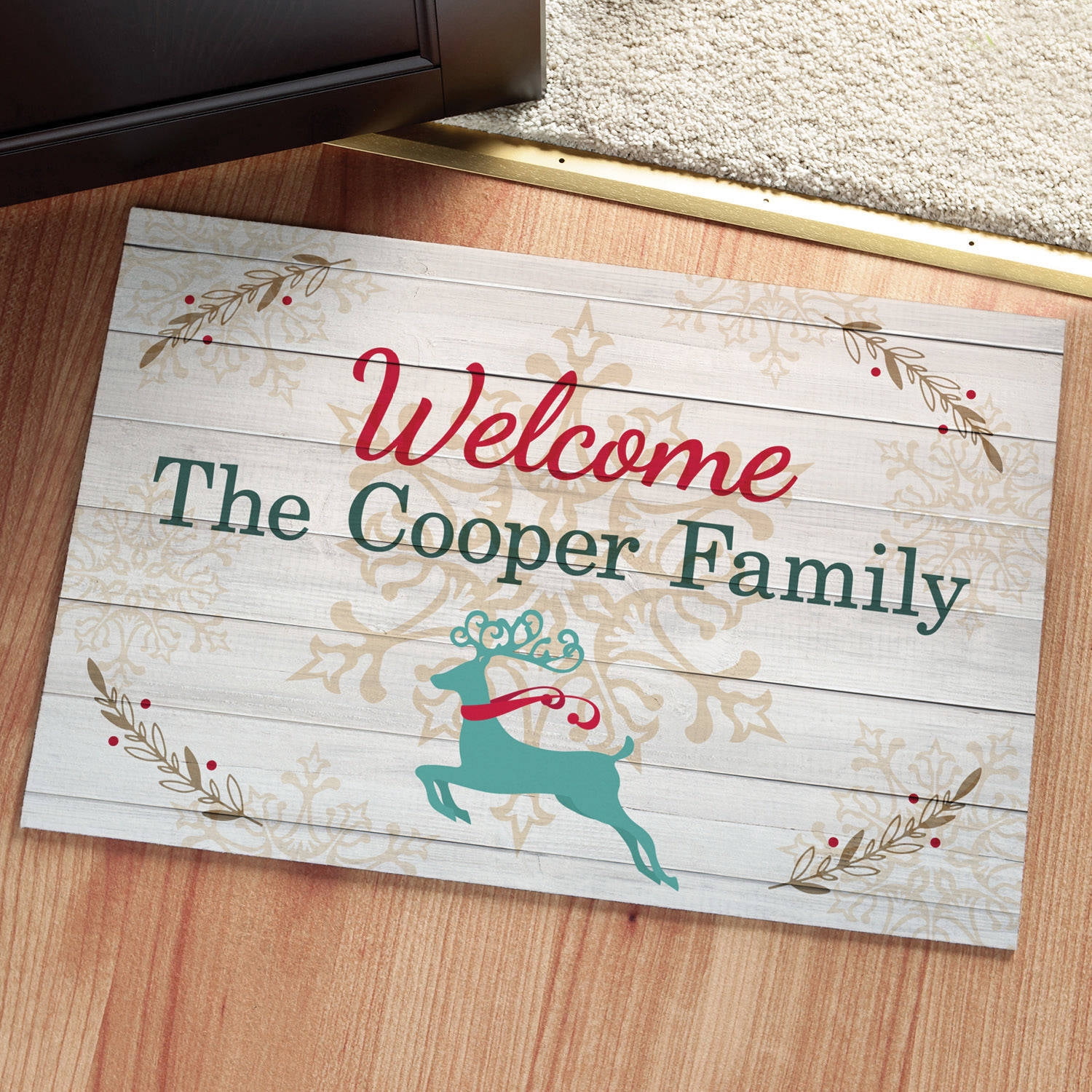 Holiday Welcome Personalized Doormat