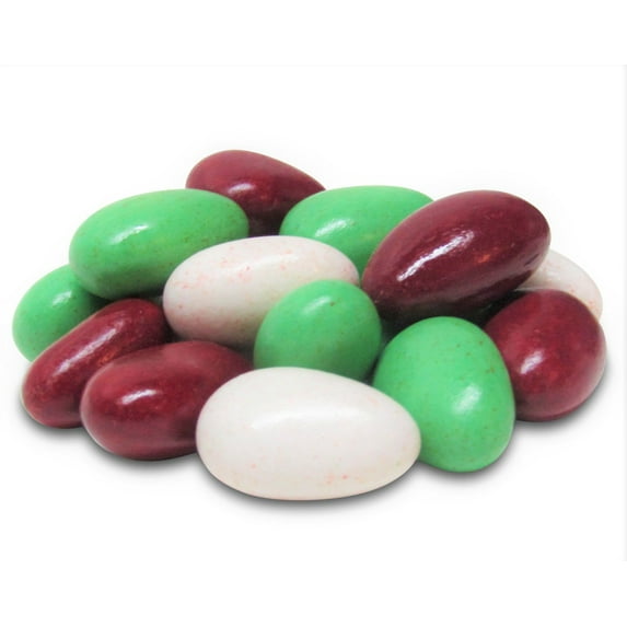 Holiday White, Red & Green Jordan Almonds by Its Delish, 3 lbs Bulk - Christmas Candy Perfect for Party & Gift