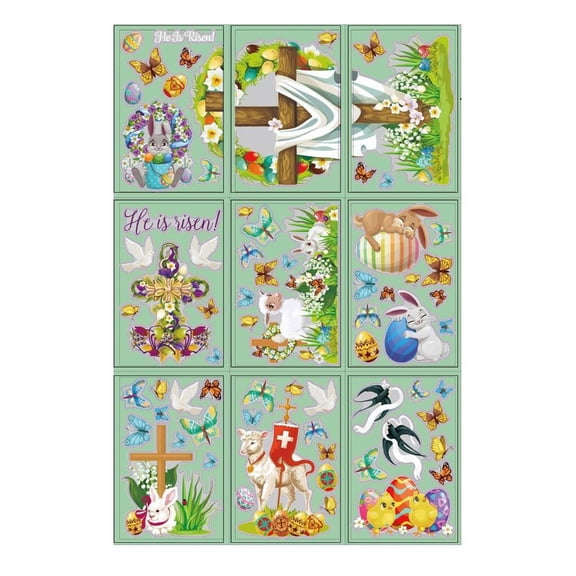 9pcs Holiday Window Clings Decal PVC Electrostatic Stickers For Schools Churches And Homes
