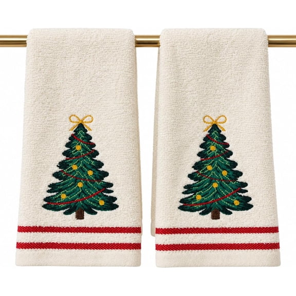 Serafina Home Classic Tree Christmas Fingertip Towels 2 Count