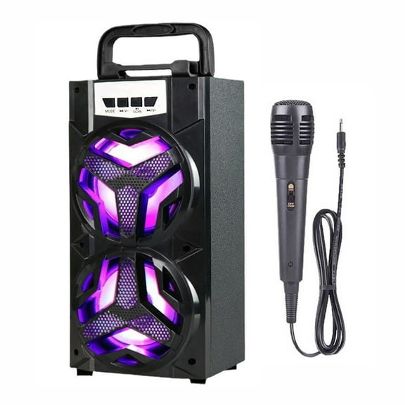 Your Holiday Wireless Bluetooth Speaker Portable Outdoor High Bass Soundbox Karaoke Machine Support Fm Usb Tf Card Aux Playback With Microphone Plastic Material Black Free Size Black