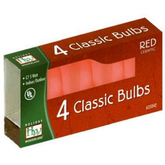 Holiday Wonderland 1074R-88 4-Pack Of C7 Red Replacement Bulbs - Quantity of 15