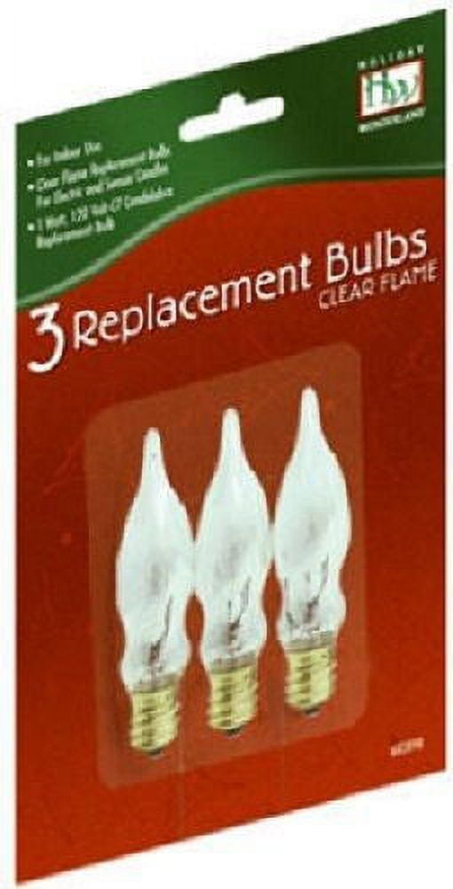 Holiday Wonderland 107888 3 Pack C7 Clear Flame Candle Replacement