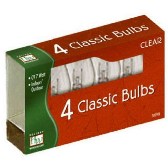 Holiday Wonderland 1094C-88 4-Pack of C9 Ceramic Clear Christmas Light Replacement Bulbs - Quantity of 100