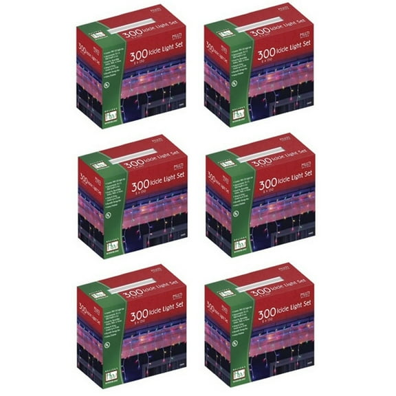 Holiday Wonderland 14089-88 300 Count MULTI COLOR Icicle Christmas Light Sets - Quantity of 6