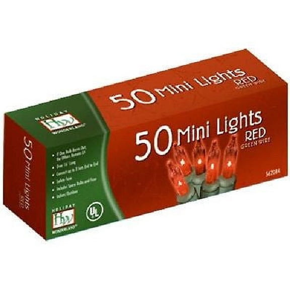 Holiday Wonderland 4053-88A 50 Count RED Mini Christmas Light Sets - Quantity of 3