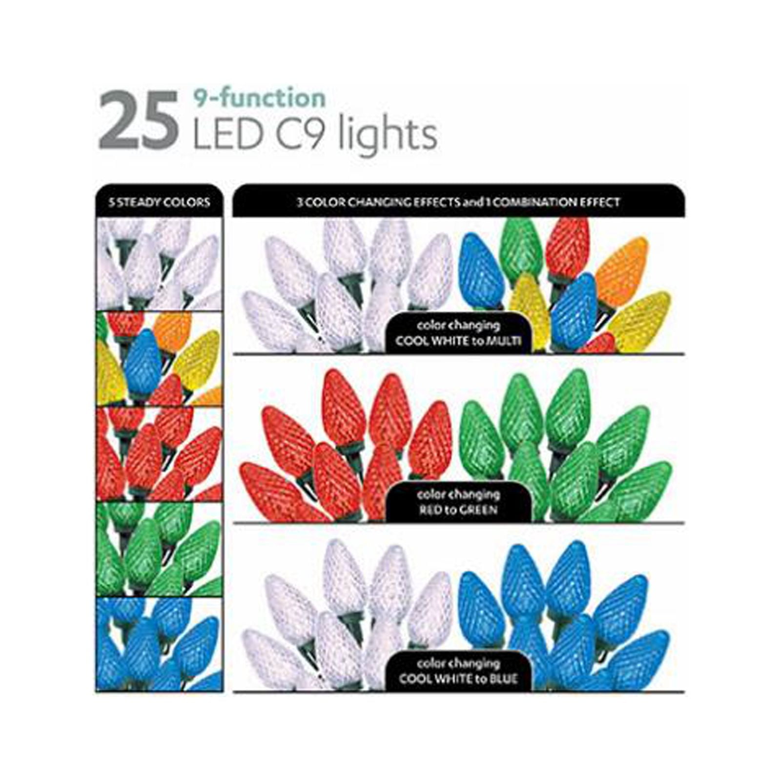 Holiday Wonderland 45192-88 Multi-Function Christmas LED Color Sync C9 ...