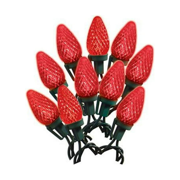 Holiday Wonderland 47660-88A Christmas LED 25-Light Set, C9, Red, Faceted - Quantity 1