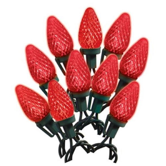 Holiday Wonderland 47660-88A Holiday LED 25-Light C9 Red Faceted Bulb Set