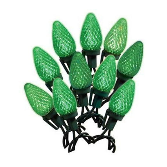 Holiday Wonderland 47661-88A Christmas LED 25-Light Set, C9, Green, Faceted - Quantity 12
