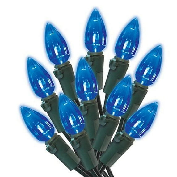 Holiday Wonderland 47716-88A Holiday LED 70-Light C3 Blue Faceted Bulb String Light Set