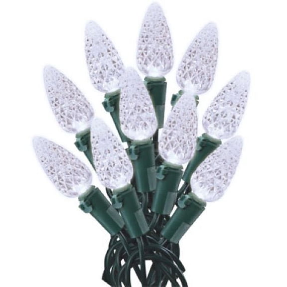 Holiday Wonderland 47871-88A Holiday LED 70-Light C6 Cool White Faceted Bulb String Light Set