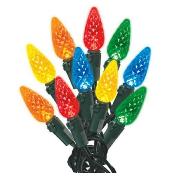 Holiday Wonderland 47872-88A Holiday LED 70-Light C6 Multi-Color Faceted Bulb String Light Set