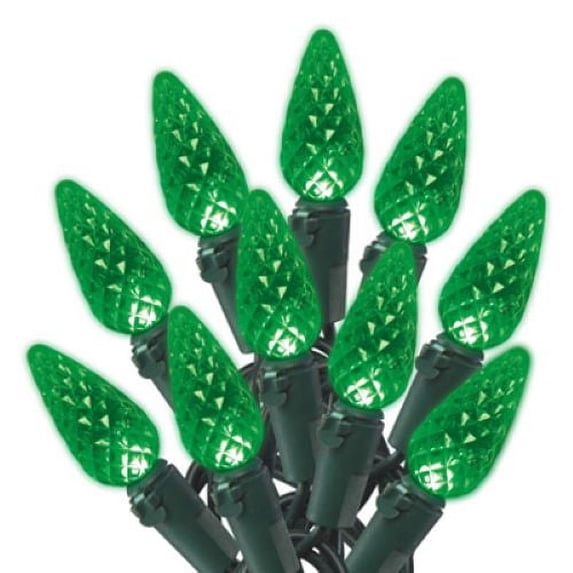 Holiday Wonderland 47875-88A Holiday LED 70-Light C6 Green Faceted Bulb String Light Set