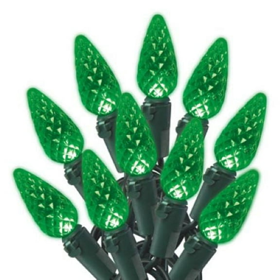 Holiday Wonderland 47875-88A Holiday LED 70-Light C6 Green Faceted Bulb String Light Set
