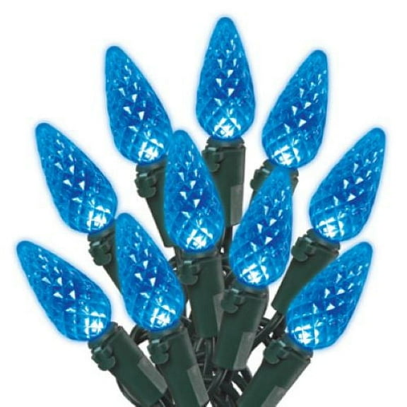 Holiday Wonderland 47879-88A Holiday LED 70-Light C6 Blue Faceted Bulb String Light Set
