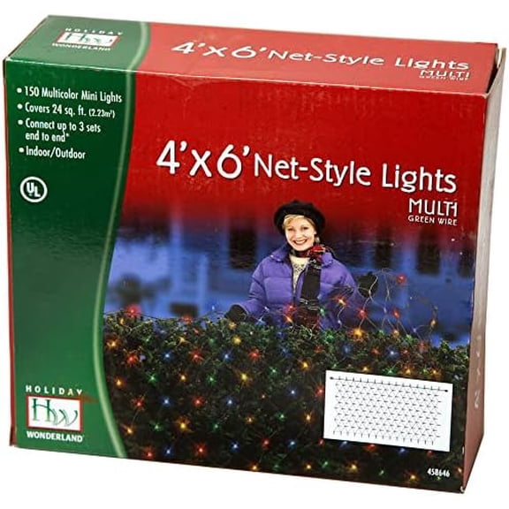 Holiday Wonderland 48951-88 150-Count Multi Color Christmas Lights Net Mesh Light Set / Tree Wrap 4 x 6 Feet$$Home Decor, Kitchen, & Other