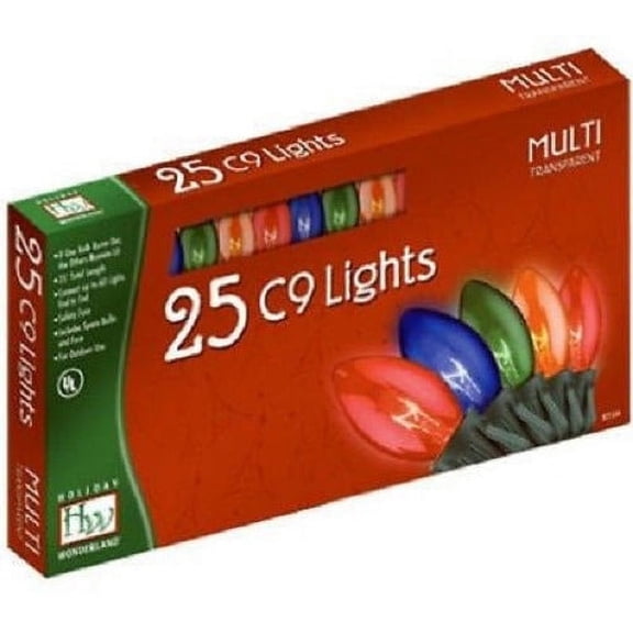 Holiday Wonderland 925-88 25-Count Multi-Color Transparent C9 Christmas Light Set - Quantity of 3