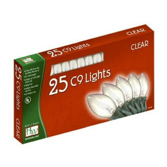 Holiday Wonderland 925C-88 Christmas 25-Light Set, Clear, C9 Bulbs, 25-Ct. - Quantity 1