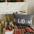 thumbnail image 1 of Holiday Word Lumbar Pillow Cover, 12" x 18" Gray Linen Pillowcase, Rustic Letters And Words Christmas Oblong Pillow Cover For Sofa Couch, Hotels, Living Room, Bed Room - Holiday Season, 1 of 10