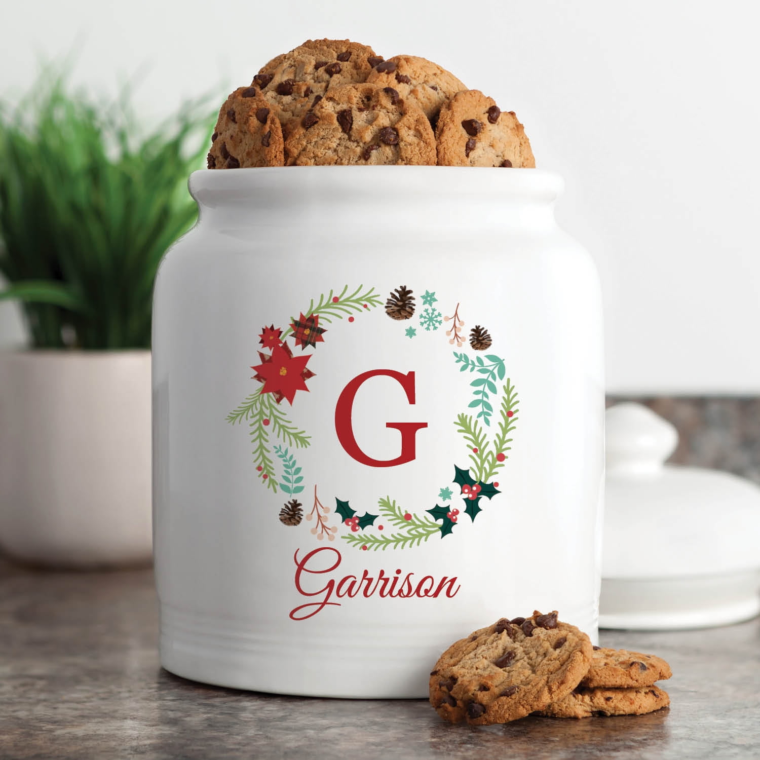 Holiday Wreath Personalized Cookie Jar - Walmart.com