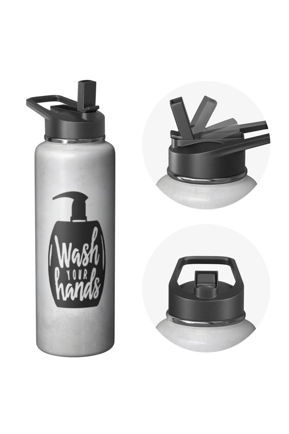 Holiday gifts Themed Carved 40oz Water Bottle with Straw, Triple Shield Insulated Stainless Steel, Spill Proof Lid Great for Travel and Fitness