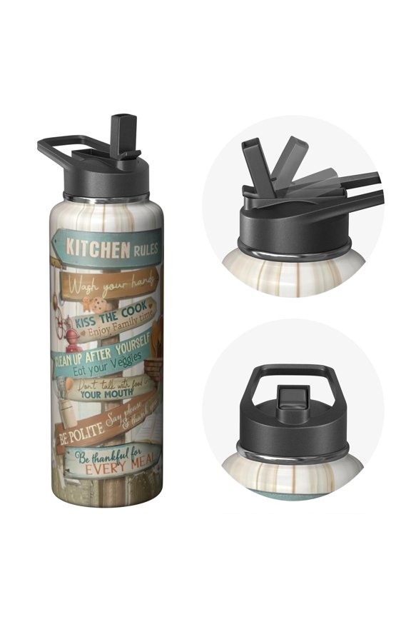 Holiday gifts Themed Infused 40oz Water Bottle with Straw, Triple Layer Insulated Stainless Steel, Leak Resistant Lid For Active Men and Women