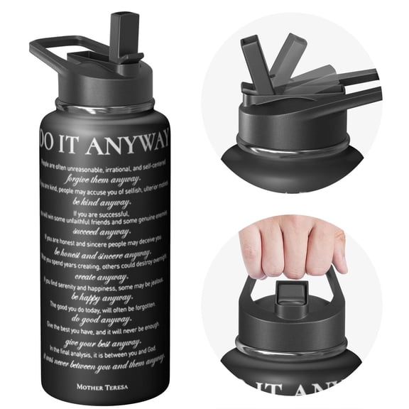 Holiday gifts Themed Water Bottle with Straw, 32oz Triple Insulated, Stainless Steel, Leakproof Lids Ideal for Outdoor Sports, Travel, and Daily Use