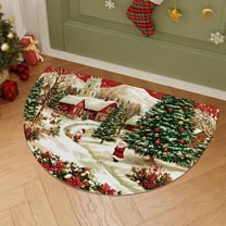 Holiday products, 2026 Christmas Carpet Entrance Door Semicircle Mat Household Absorbent Nonslip Foot Mat Dirt Proof Mat Bathroom Nonslip Mat