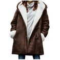 thumbnail image 1 of Holiday savings 2024! Pejock Plus Size Winter Coat for Women Shacket Jacket Warm Sherpa Lined Coats Fleece Jackets Thermal Hooded Soft Fuzzy Overcoats Button Down Pockets Faux Suede Long Pea Outerwear, 1 of 1