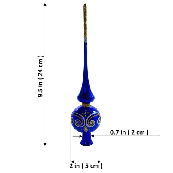 "Smile" Glass Christmas Mini Tree Topper (blue, glossy)