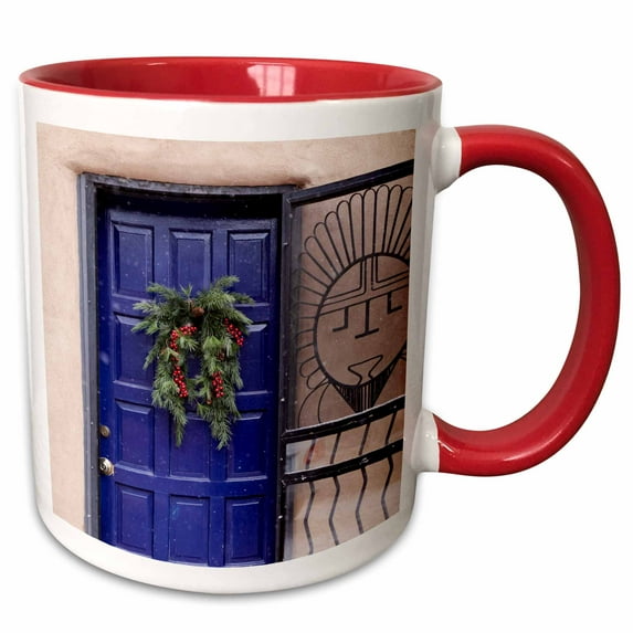 3drose, Holidays, Canyon Road, Santa Fe, New Mexico, Usa - Us32 Jmr1338 - Julien Mcroberts, 11oz Two-tone Red Mug