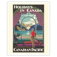 thumbnail image 1 of Holidays In Canada - Canadian Rockies - Canadian Pacific Railway - Vintage Travel Poster by Kenneth Shoesmith c.1930 - Fine Art Matte Paper Print (Unframed) 16x20in, 1 of 4