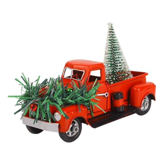 Holidays Red Car Decoration Christmas Truck Decor for Table Friends Families A