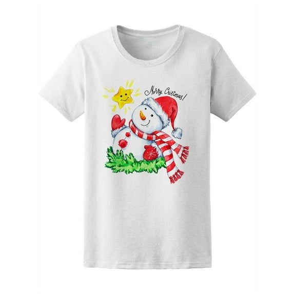 Holidays Snowman With Star T-Shirt Women -Image by Shutterstock, Female x-Large
